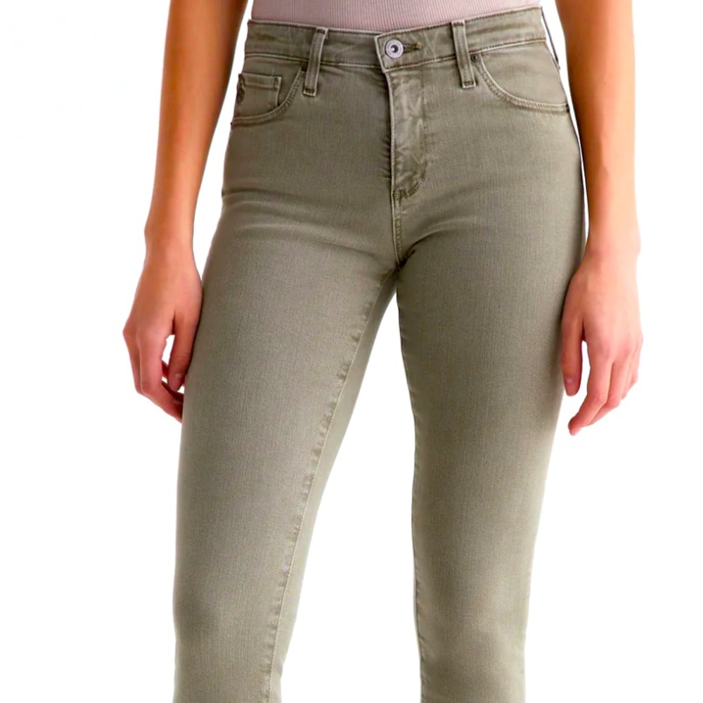 AG Adriano Goldschmied Size 29 Regular Army Green The Prima Cigarette Leg Jeans